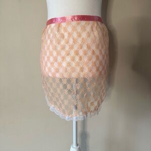 Handmade Peach and Pink Lace Apron